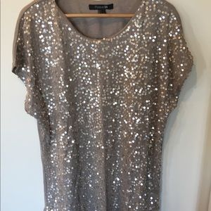 Knit slouchy tee with sequin embellishment